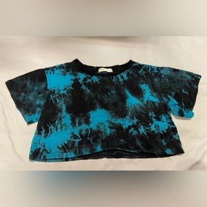 Blue Green Crop T-shirt From ROMWE